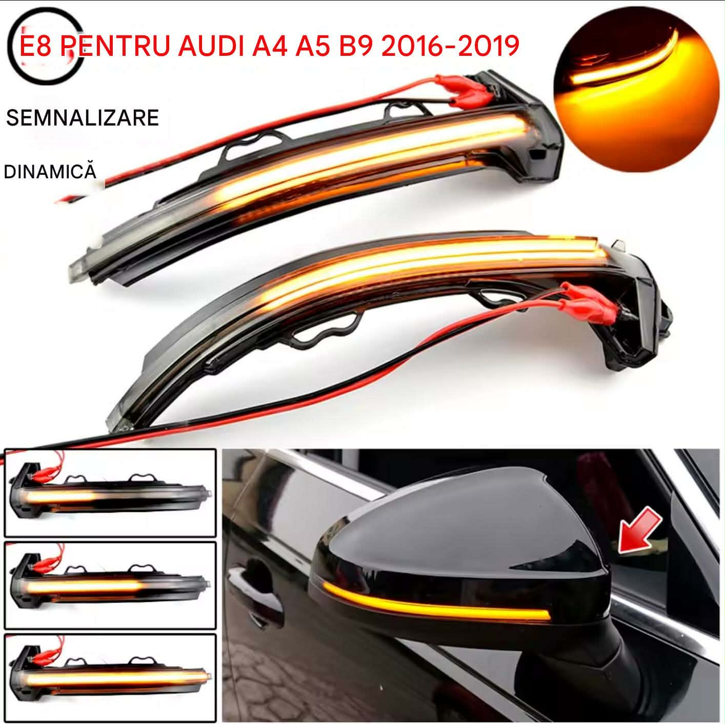 Semnalizari dinamice oglinda AUDI A4 B9 2016-2019, S4, A5 2017-2019, S5, RS4, RS5 2018-2019