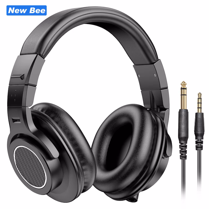 Casti audio profesionale New Bee DH81, Pentru Studio, DJ, Podcast, Mixaj, Inregistrare, Cu fir, Culoare Negru