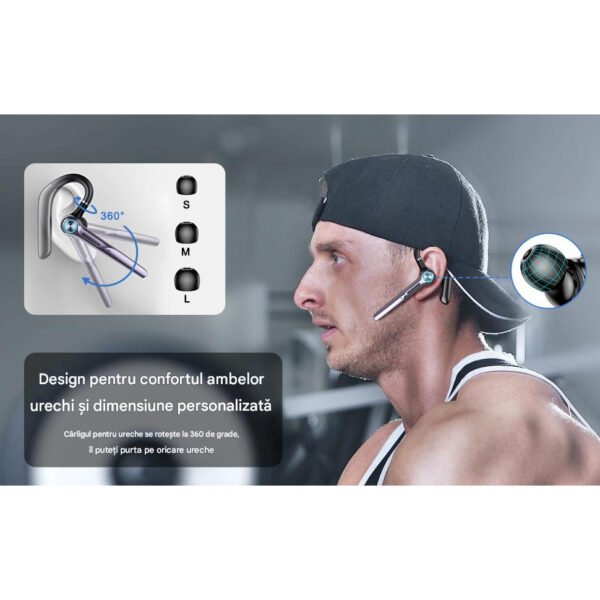 res_f5539a3f51206423947c6346fdc4e9d8 Casca Bluetooth CerCip G3, Autonomie baterie 15 ore, Cu carcasa de încarcare, Eliminare Zgomot, Universală, Negru