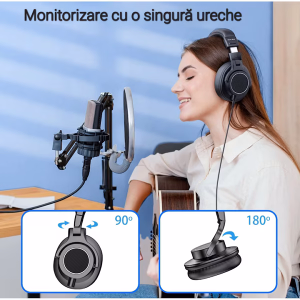 Casti audio profesionale New Bee DH81, Pentru Studio, DJ, Podcast, Mixaj, Inregistrare, Cu fir, Culoare Negru