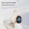 Casti Wireless TWS Ergonomice M160, Autonomie baterie 38 ore, Purtare pe ureche, Carcasa reîncărcabilă cu oglindă, Anulare zgomot, Multipoint, Sunet stereo Hi-Fi, Wireless V6.0, Bluetooth V5.4, Greutate 3g, Culoare Crem
