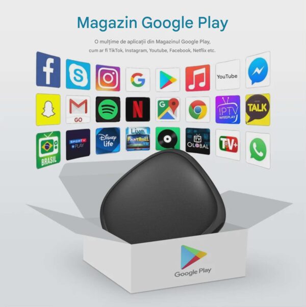 Adaptor Wireless CarPlay Android Auto, 4Gb Ram 64 Gb Memorie, Octa Core, Cip MTK MT676X, YouTube, Netflix Compatibil cu IOS si Android, Sim 4g
