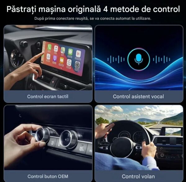 Adaptor Wireless CarPlay Android Auto, 4Gb Ram 64 Gb Memorie, Octa Core, Cip MTK MT676X, YouTube, Netflix Compatibil cu IOS si Android, Sim 4g