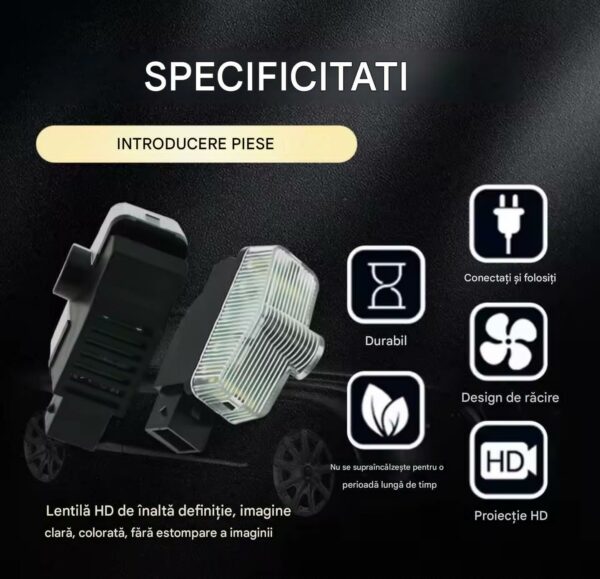 Lampi Portiere Auto SKODA cu LOGO, Compatibile cu Octavia 2015–2024, KODIAQ 2016-2024, KAROQ 2017-2024, YETI 2012-2017, Set 2 bucati, Lentile de sticla, Instalare Plug & Play, Calitate premium