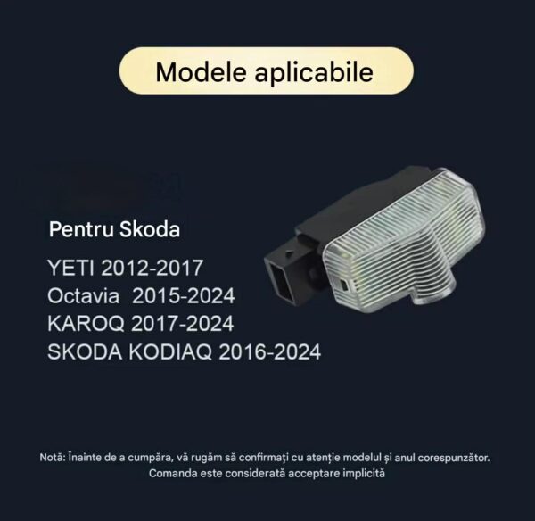 Lampi Portiere Auto SKODA cu LOGO, Compatibile cu Octavia 2015–2024, KODIAQ 2016-2024, KAROQ 2017-2024, YETI 2012-2017, Set 2 bucati, Lentile de sticla, Instalare Plug & Play, Calitate premium