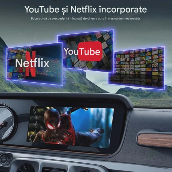 Adaptor Wireless CarPlay Android Auto, 4Gb Ram 64 Gb Memorie, Octa Core, Cip MTK MT676X, YouTube, Netflix Compatibil cu IOS si Android, Sim 4g