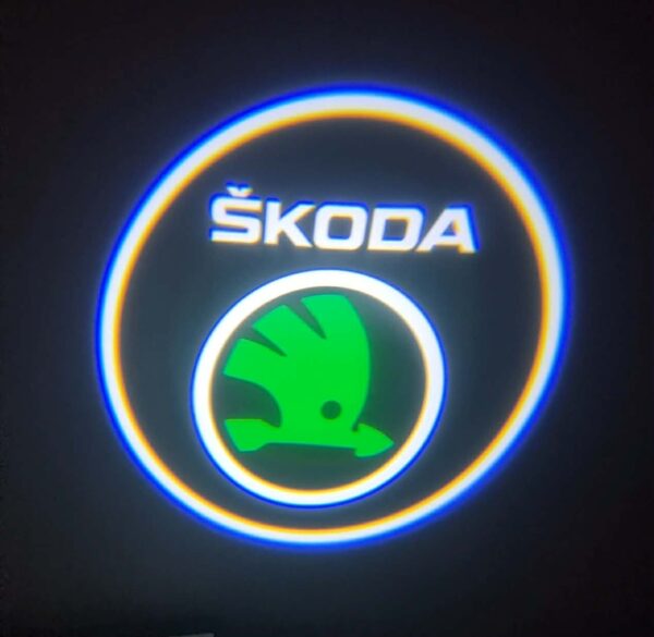 Lampi Portiere Auto SKODA cu LOGO, Compatibile cu Octavia 2015–2024, KODIAQ 2016-2024, KAROQ 2017-2024, YETI 2012-2017, Set 2 bucati, Lentile de sticla, Instalare Plug & Play, Calitate premium