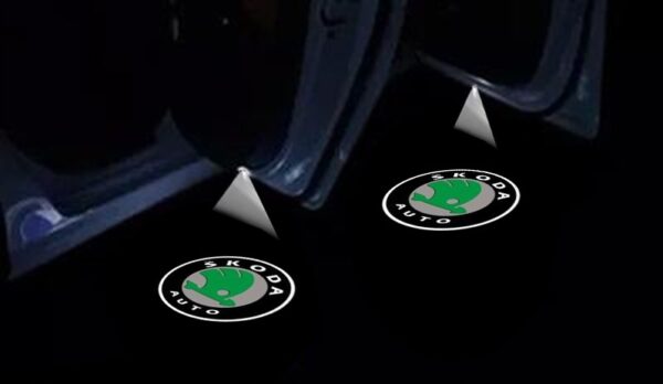 Lampi Portiere Auto SKODA cu LOGO, Compatibile cu Octavia 2015–2024, KODIAQ 2016-2024, KAROQ 2017-2024, YETI 2012-2017, Set 2 bucati, Lentile de sticla, Instalare Plug & Play, Calitate premium