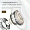 Casti Wireless TWS Ergonomice M160, Autonomie baterie 38 ore, Purtare pe ureche, Carcasa reîncărcabilă cu oglindă, Anulare zgomot, Multipoint, Sunet stereo Hi-Fi, Wireless V6.0, Bluetooth V5.4, Greutate 3g, Culoare Crem
