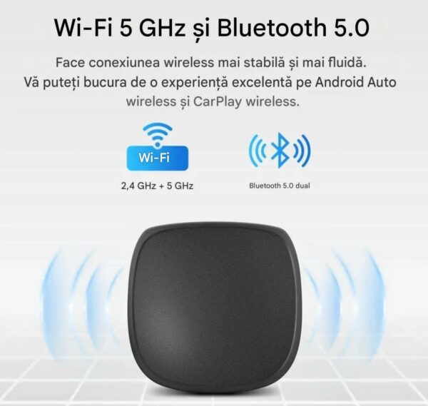 Adaptor Wireless CarPlay Android Auto, 4Gb Ram 64 Gb Memorie, Octa Core, Cip MTK MT676X, YouTube, Netflix Compatibil cu IOS si Android, Sim 4g