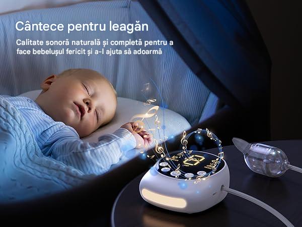 Aspirator Nazal Electric pentru Bebelusi BC030, Portabil, Baterie 2500 mAh, 9 niveluri de aspiratie, Curatare rapida, Cantec leagan, Lumina veghe, Putere 65-70 Kpa, Reincarcabil