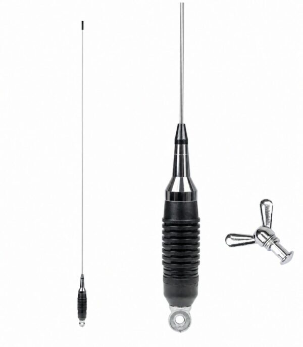 50389cb3-7997-4874-bcb4-413fd9f689f5 Antena pentru statie auto CB, Înălțime 150 cm, Cu baza magnetica si fluture, Mufa PL, Emisie 15km, Cablu inclus, Otel