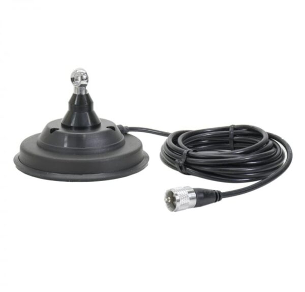 69f99a61-cd0a-4b84-8345-5c92f6fc13a3 Antena pentru statie auto CB, Înălțime 150 cm, Cu baza magnetica si fluture, Mufa PL, Emisie 15km, Cablu inclus, Otel
