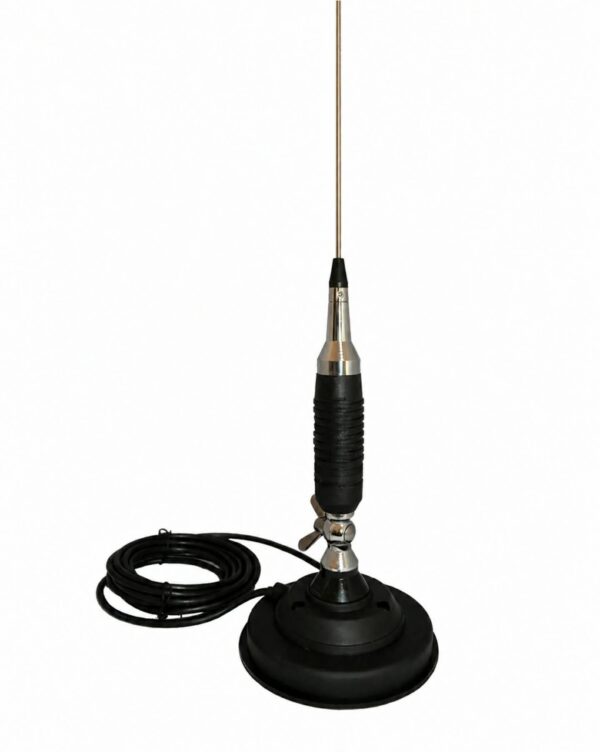 e9ad4561-7b6f-439e-b94e-d0d696995949 Antena pentru statie auto CB, Înălțime 150 cm, Cu baza magnetica si fluture, Mufa PL, Emisie 15km, Cablu inclus, Otel