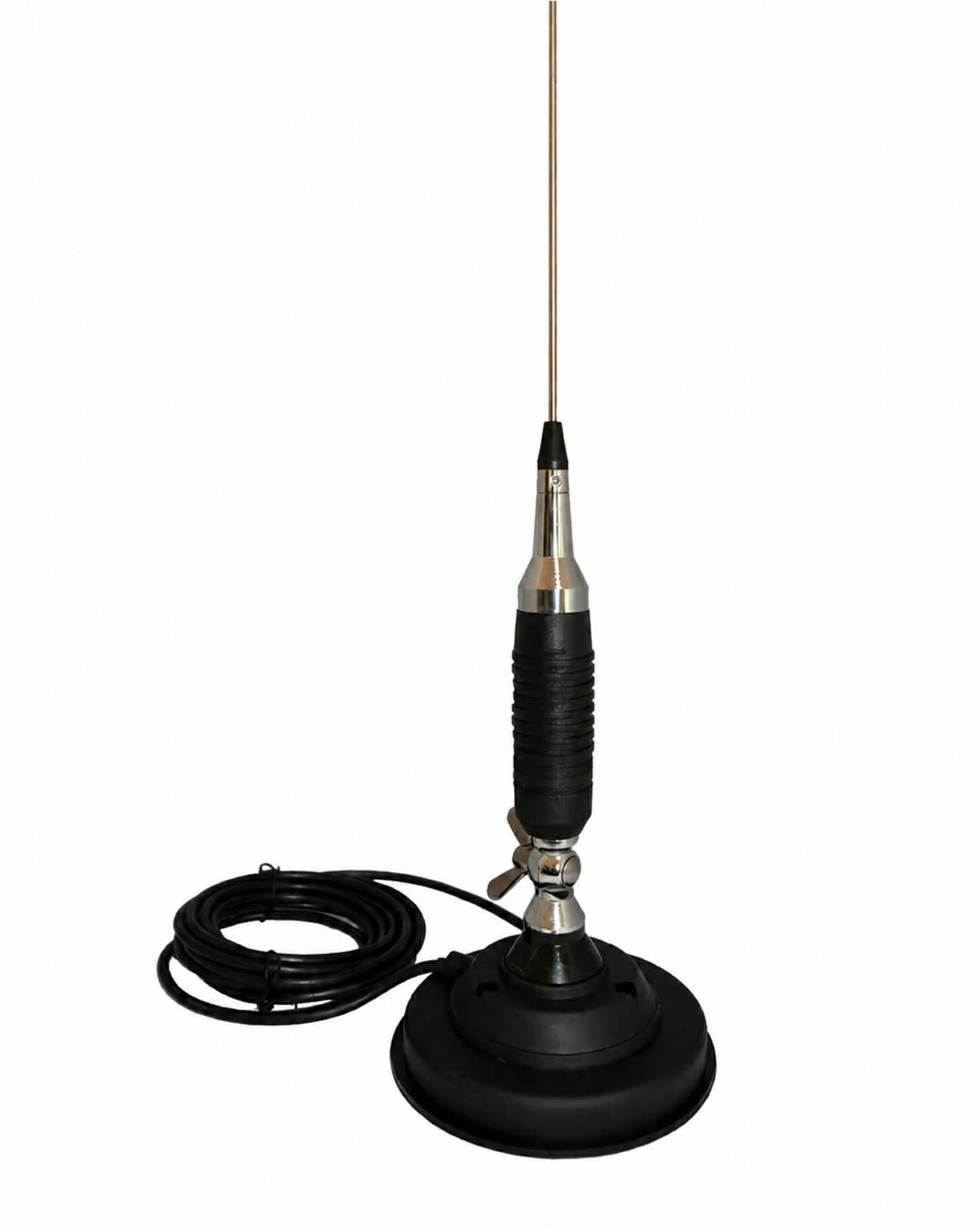 Antena pentru statie auto CB, Înălțime 150 cm, Cu baza magnetica si fluture, Mufa PL, Emisie 15km, Cablu inclus, Otel