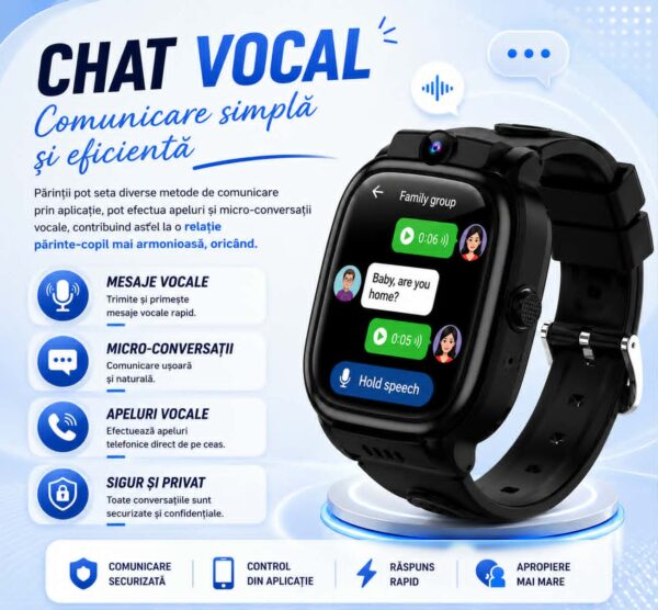 Ceas SMART pentru Copii, Smartwatch CerCip Y88,  Sim card 4G, Baterie 48 ore, Localizare GPS, Camera 3MP, Incarcare Wireless, Ecran cu Touch, Apel video, Functie spion, SOS