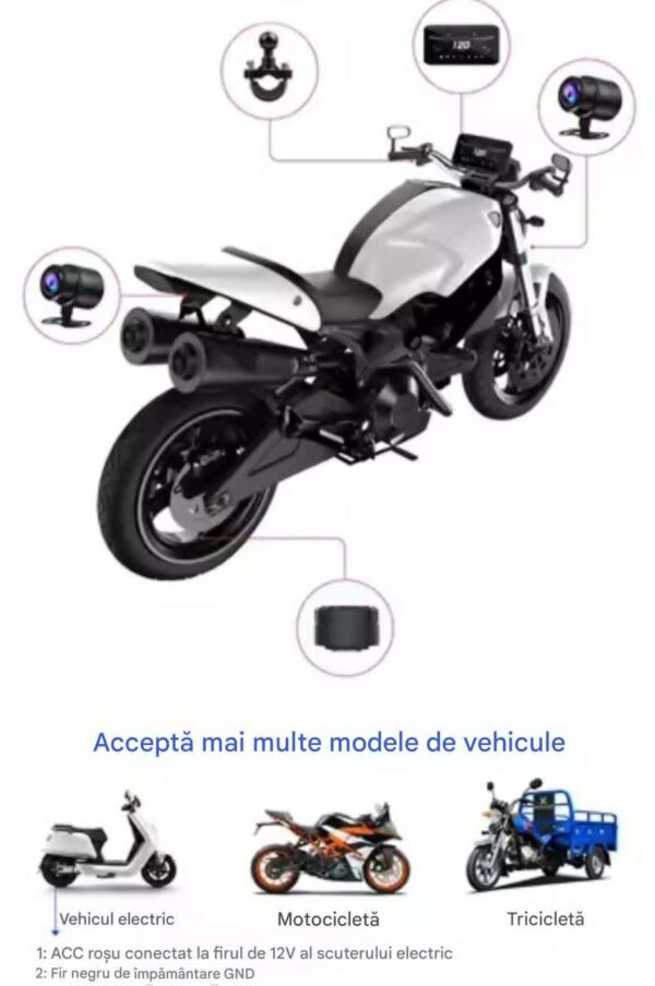 Navigatie MOTO CerCip MT9, Carplay/Android Auto, Octa-Core, GPS, IP67 Rezistenta apa, Camere 2K, Senzori presiune roti, Wifi, BSD, 6'25 inch, Touch, Mirror Link