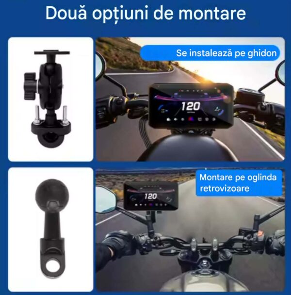 Navigatie MOTO CerCip MT9, Carplay/Android Auto, Octa-Core, GPS, IP67 Rezistenta apa, Camere 2K, Senzori presiune roti, Wifi, BSD, 6'25 inch, Touch, Mirror Link