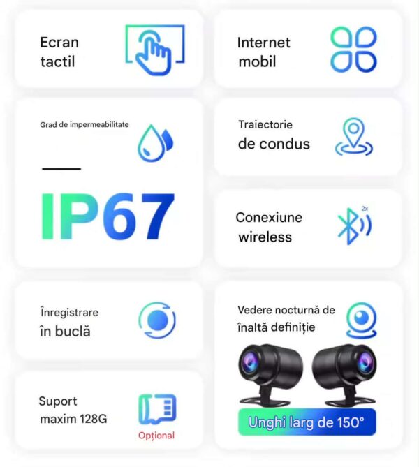 Navigatie MOTO CerCip MT9, Carplay/Android Auto, Octa-Core, GPS, IP67 Rezistenta apa, Camere 2K, Senzori presiune roti, Wifi, BSD, 6'25 inch, Touch, Mirror Link