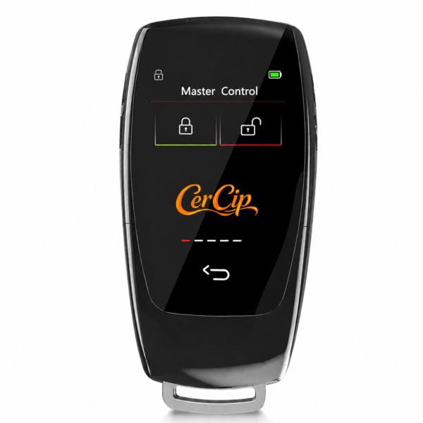 Cheie Auto Smart cu Display CerCip 799 Negru, Activare Keyless Entry, 4 butoane, LCD cu touchscreen, Smart Car Key