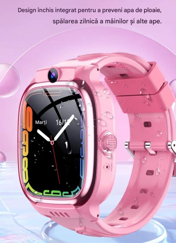 Ceas Smartwatch CerCip Y88 pentru Copii, Sim card 4G, Baterie 48 ore, Localizare GPS, Camera 3MP, Incarcare Wireless, Ecran cu Touch, Apel video, Functie spion, SOS,