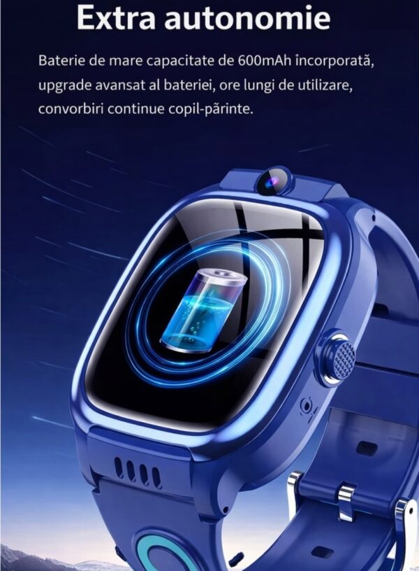 Ceas Smartwatch CerCip Y88 pentru Copii, Sim card 4G, Baterie 48 ore, Localizare GPS, Camera 3MP, Incarcare Wireless, Ecran cu Touch, Apel video, Functie spion, SOS,