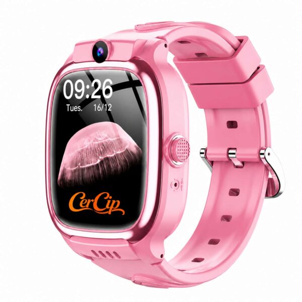 Ceas Smart CerCip Y88 Roz, 4G, GPS, Camera, Incarcare Wireless, Ecran cu Touch