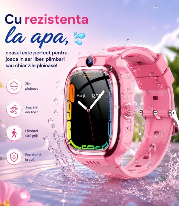 Ceas SMART pentru Copii, Smartwatch CerCip Y88,  Sim card 4G, Baterie 48 ore, Localizare GPS, Camera 3MP, Incarcare Wireless, Ecran cu Touch, Apel video, Functie spion, SOS