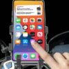Suport telefon Motocicleta, Rezistent la șocuri, 7 inch, Dimensiune mare, Rotativ la 360°, Cu amortizor, Prindere 2 in 1 ghidon sau oglinda