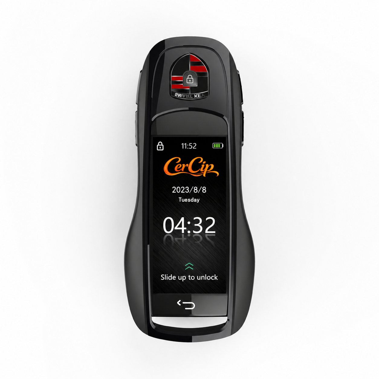 Cheie Auto Smart cu Display CerCip SK09 Negru, Activare Keyless Entry, 4 butoane, LCD cu touchscreen, Smart Car Key