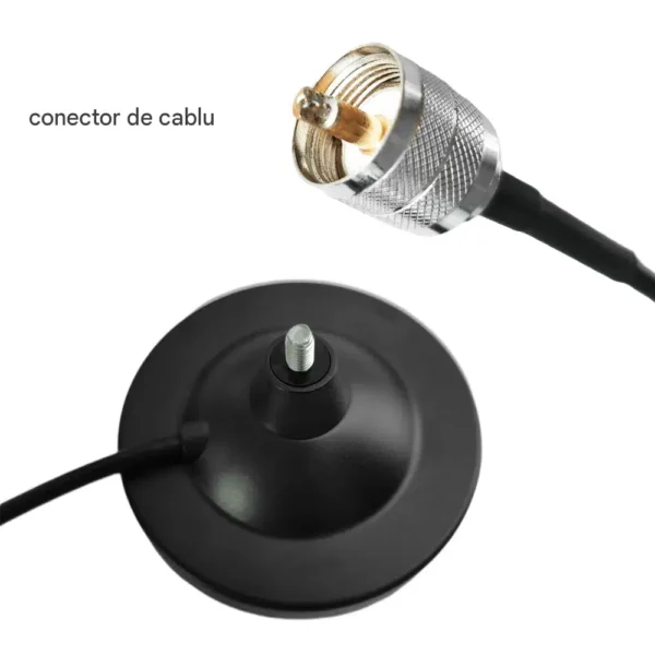 Antena pentru Statie Auto CB, Baza magnetica 88mm, Inaltime 71cm, Lungime cablu 5m, Frecventa 27 Mhz, Compatibila cu orice statie CB
