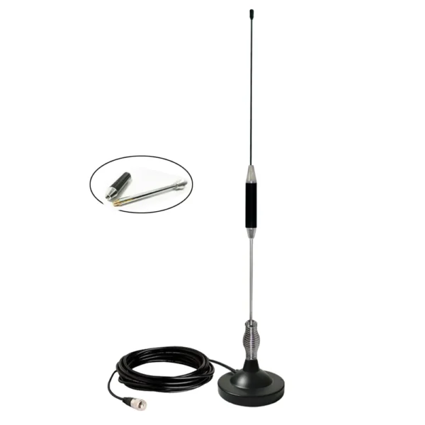 Antena pentru Statie Auto CB, Baza magnetica 88mm, Inaltime 71cm, Lungime cablu 5m, Frecventa 27 Mhz, Compatibila cu orice statie CB