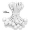 Set 100 Corzi elastice cu bilă pentru corturi, Lungime 15 cm, Culoare Alb