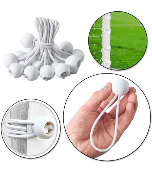 Set 100 Corzi elastice cu bilă pentru corturi, Lungime 15 cm, Culoare Alb