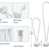 Set 100 Corzi elastice cu bilă pentru corturi, Lungime 15 cm, Culoare Alb