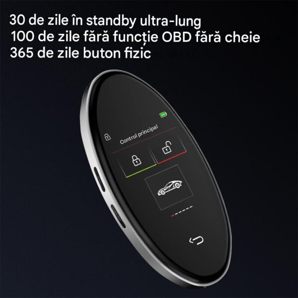 8c9a5ca9-9b8b-42bb-925e-1f3b7f776e68 Cheie Auto Smart cu Display CerCip 818 Negru, Activare Keyless Entry, 4 butoane, LCD cu touchscreen, Smart Car Key